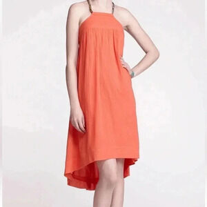 Vanessa Virginia Anthropology Au Fait Day Dress coral high low dress size XS